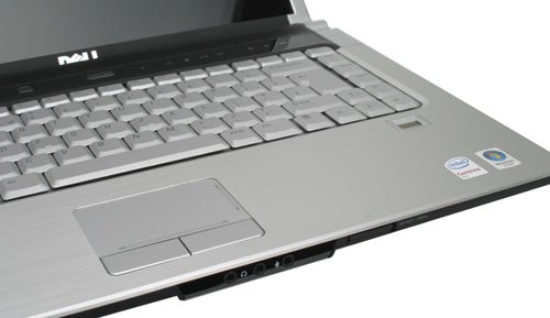 Dell XPS M1530 laptop keyboard and touchpad close-up.
