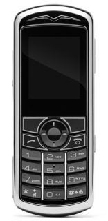 Black and silver cell phone with numerical keypad.