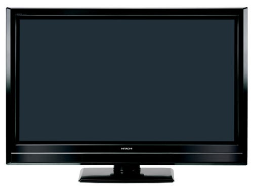Hitachi P50XR01 50-inch Plasma TV on display.Hitachi P50XR01 50-inch Plasma TV on white background.
