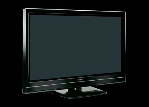 Hitachi P50XR01 50-inch Plasma Television on black background.Hitachi P50XR01 50-inch Plasma TV on black background.
