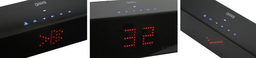 Gear4 BlackBox Bluetooth speaker showing LED display and controls.