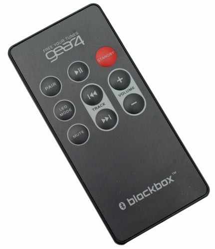 Gear4 BlackBox Bluetooth speaker remote control.