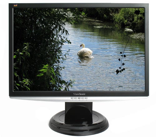 ViewSonic VX1940w monitor displaying a swan on a lake.ViewSonic VX1940w monitor displaying a swan on a river
