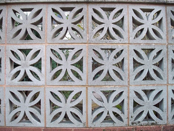 Decorative concrete block wall with geometric patternsDecorative concrete block wall with geometric patterns.