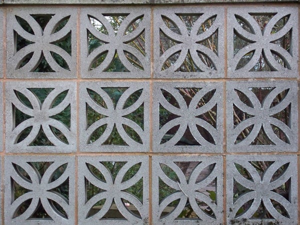 Decorative concrete block wall with geometric patterns.Decorative concrete blocks with geometric patterns