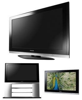 Panasonic TH-42PX700 Plasma TV in various room settings.