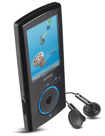 SanDisk Sansa View 16GB MP3 player with earphones.SanDisk Sansa View 16GB MP3 player with earbuds