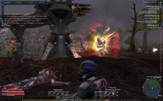 Screenshot of a sci-fi video game action scene.