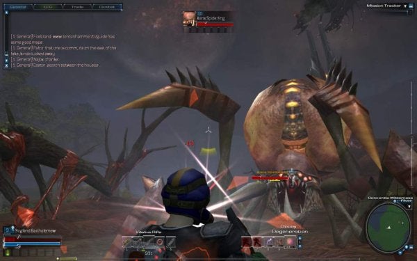 Screenshot of gameplay from Tabula Rasa video game.Screenshot of gameplay from the video game Tabula Rasa.