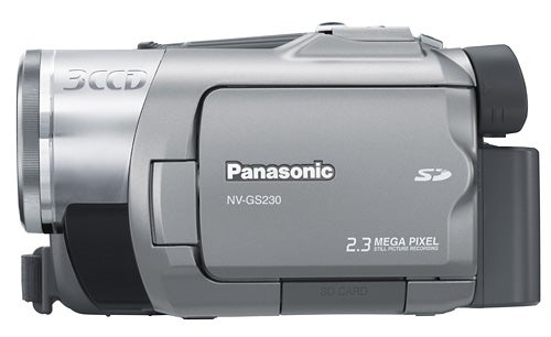 Panasonic NV-GS230 miniDV camcorder with 3CCD system.Panasonic NV-GS230 camcorder side view.