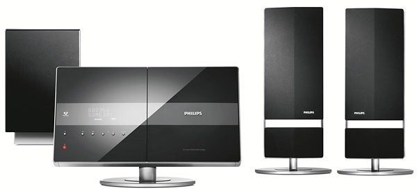 Philips HTS6600 2.1 DVD home theater system with speakers.