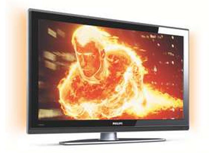 Philips 47PFL9632D 47-inch LCD TV displaying vibrant image.Philips 47PFL9632D LCD TV displaying vibrant fiery image.