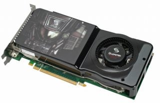 Leadtek PX8800 GTS 512 graphics card on white background.