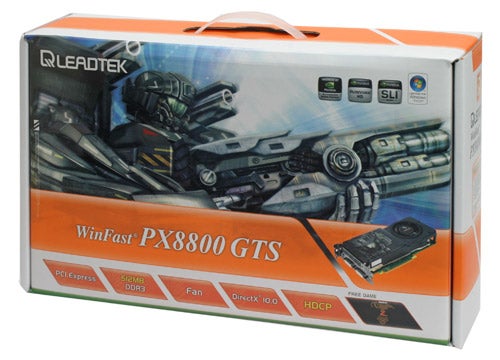 Leadtek WinFast PX8800 GTS graphics card packaging.