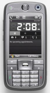 HTC S730 smartphone displaying time and no appointments.