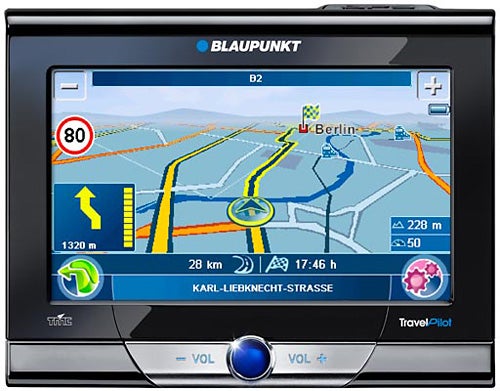 Blaupunkt TravelPilot Lucca 3.5 GPS navigation screen.