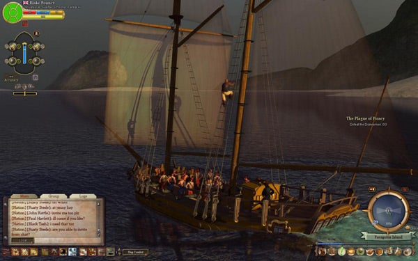 Screenshot of Pirates of the Burning Sea gameplay showing ship and UI.Screenshot of Pirates of the Burning Sea gameplay showing a ship.