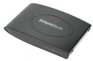 SimpleTech SimpleDrive 120GB Portable Hard Drive on white background.