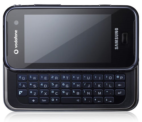 Samsung SGH-F700V smartphone with slide-out keyboard.Samsung SGH-F700V smartphone with slide-out QWERTY keyboard.