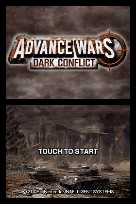 Advance Wars: Dark Conflict game start screen with logo
