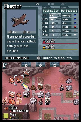 Screenshot of Advance Wars: Dark Conflict gameplay with unit stats.Screenshot of Advance Wars: Dark Conflict gameplay featuring unit stats.
