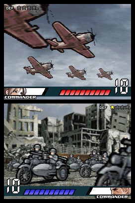 Screenshot of Advance Wars: Dark Conflict gameplay with aircraft and motorcycles.Screenshot of Advance Wars: Dark Conflict gameplay with units.