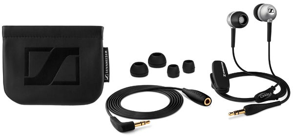Sennheiser CX400 Canalphones with accessories and carrying pouch.