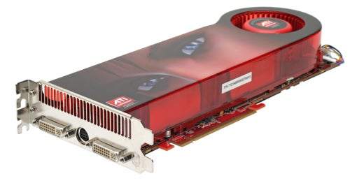 AMD ATI Radeon HD 3870 X2 graphics card on white background.