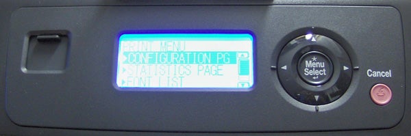 Konica Minolta PagePro 4650EN printer control panel.