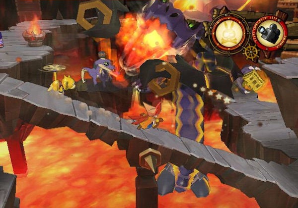 Screenshot of Zack and Wiki game with lava and puzzle-solving action.