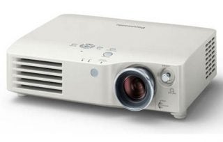 Panasonic PT-AX200 LCD projector on white background.