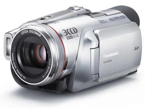 Panasonic NV-GS500 camcorder on white background.