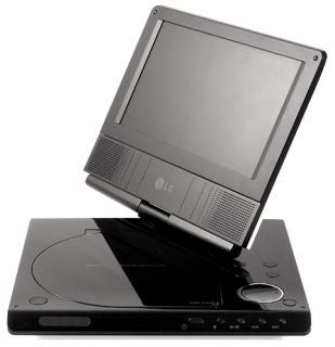 LG DP271 portable DVD player with screen open.