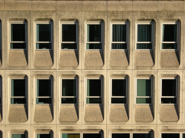 Pattern of windows on a building facade.