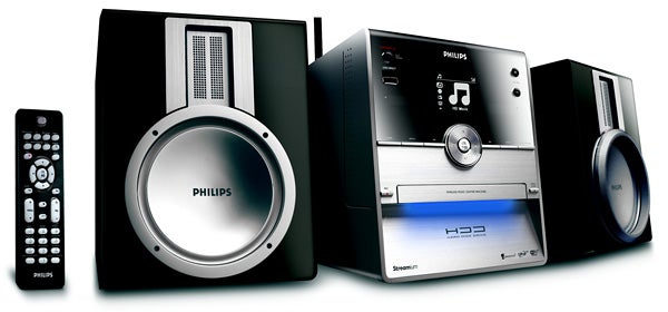 Philips WAC3500D Wireless Audio Centre with remote and speakers.