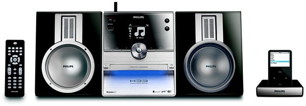 Philips WAC3500D Wireless Audio Centre with speakers and remote.