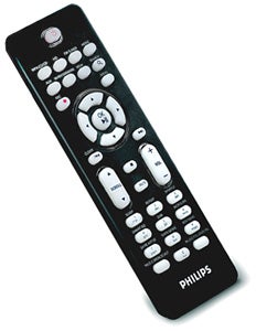 Philips audio device remote control with multiple buttons.