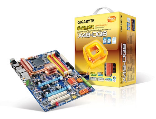 Gigabyte GA-X48-DQ6 motherboard with its packaging.