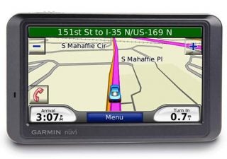 Garmin nuvi 760 GPS device displaying navigation screen.