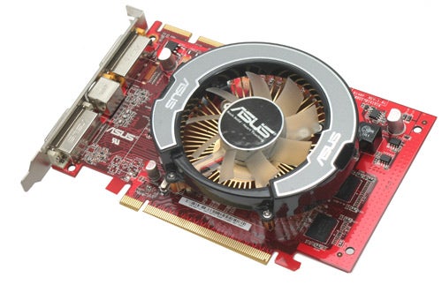 ASUS EAH3650 TOP graphics card with cooler and ports.