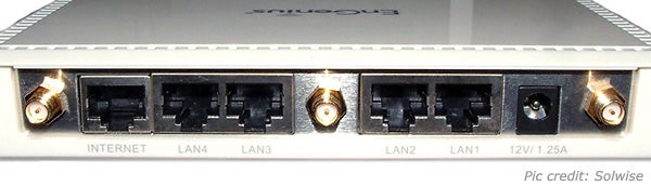 Back panel of EnGenius ESR-9710 Wireless-N Gigabit Router.