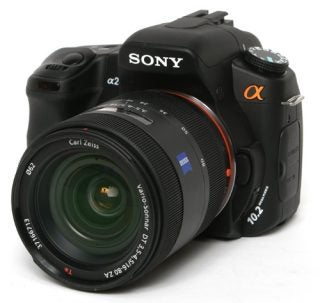 Sony Alpha A200 DSLR camera with Carl Zeiss lens.