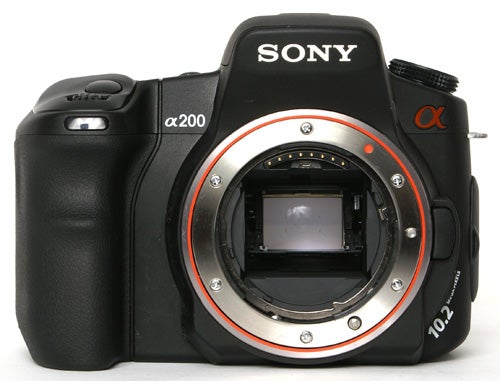 Sony Alpha A200 DSLR camera without lens.