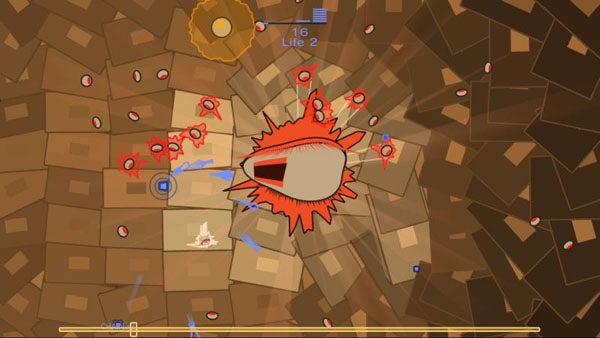 Screenshot of gameplay from Riff: Everyday Shooter showing an explosion.