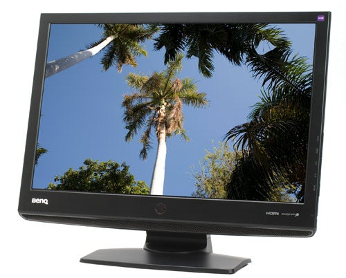 BenQ X2200W 22-inch LCD monitor displaying palm trees.