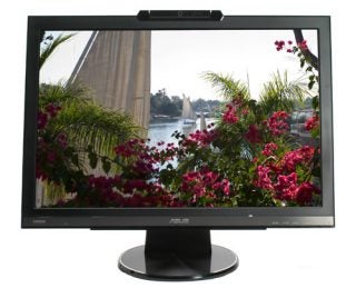 Asus MK241 24-inch LCD monitor displaying vibrant floral scene.