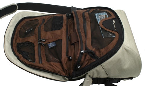 Crumpler Righthand laptop bag open showing compartments.