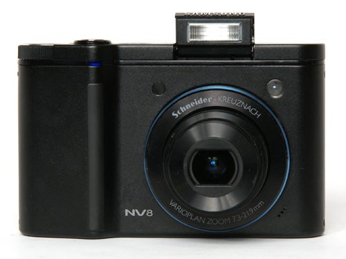 Samsung NV8 digital camera with pop-up flash.