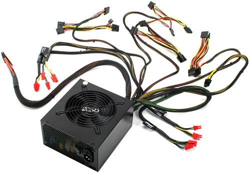Computer power supply with various connectors.