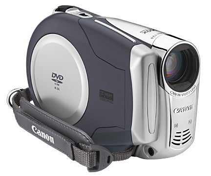 Canon DC201 DVD Camcorder on white background.